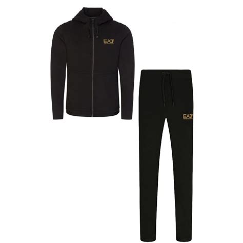 Emporio Armani Ea7 Cotton Zip Up Tech Blackgold Tracksuit Clothing From N22 Menswear Uk