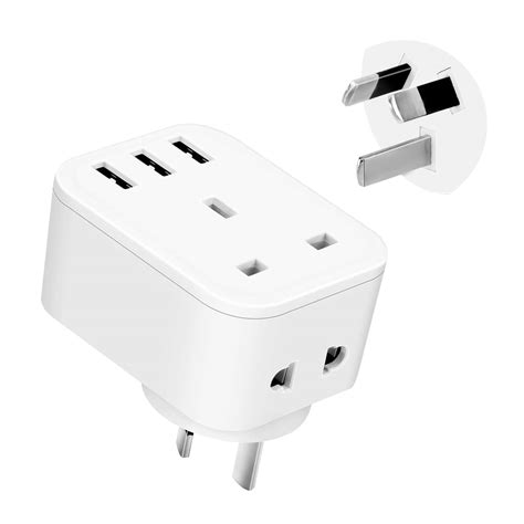 Uk To Australia China Plug Adapter With 3 Usb Ports Fdtek 5 In 1 Grounded Type I Australian