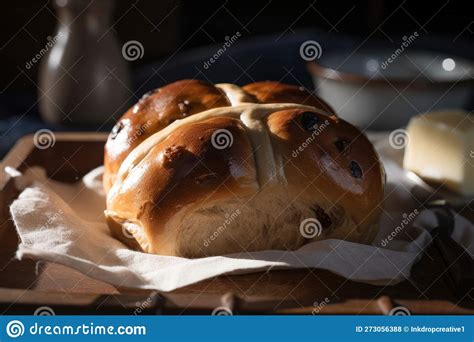 A Traditional Hot Cross Bun Easter Time Sweet Treat Stock Illustration Illustration Of Bake