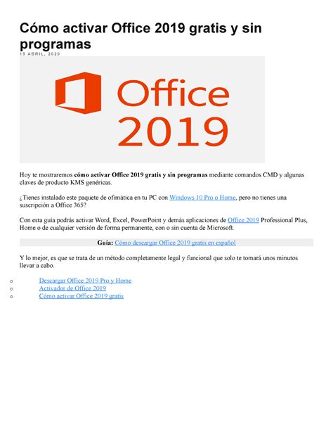 C Mo Activar Office Gratis Y Sin Programas Tienes Instalado