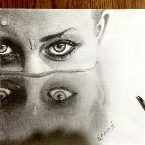 My realistic pencil drawing of face and reflection by korkmazart on ...