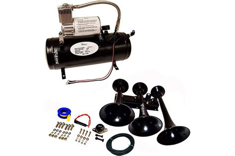 170db Black 3 Trumpet Air Horn With Compressor And Air Tank