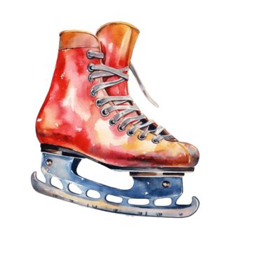 Watercolor Ice Skate Skate Ice Watercolor PNG Transparent Image And