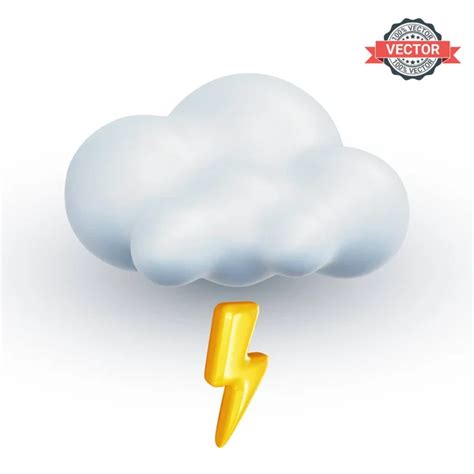 Storm Cloud Icon Lightning Raindrops Blue Sky Background Realistic ...