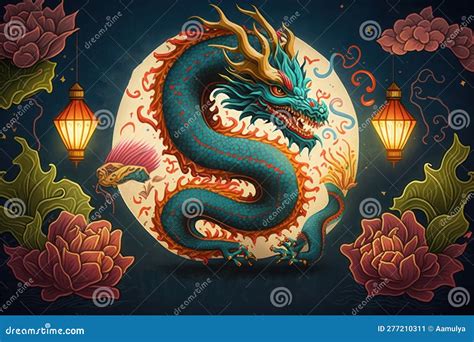 Illustration Of Traditional Chinese Dragon Ai Generated Stock