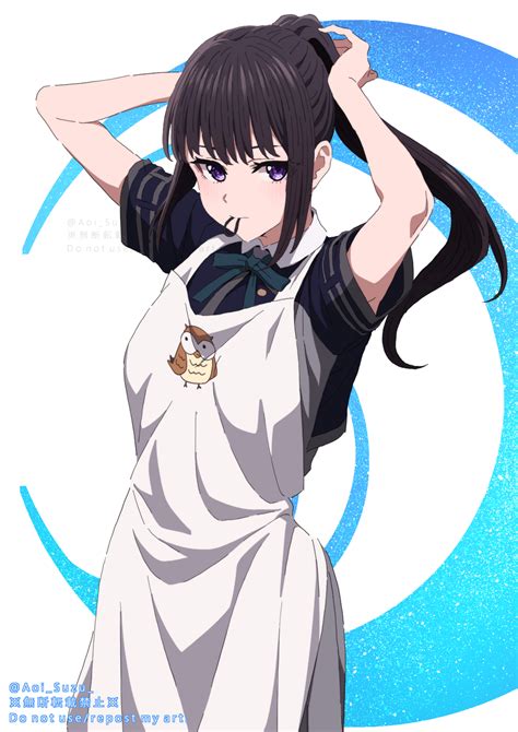 Safebooru 1girl Aoi Suzu Apron Arms Up Bangs Black Hair Closed Mouth Collared Shirt Commentary