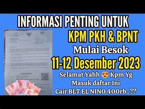 Info Penting Mulai Besok Desember Untuk Semua Kpm Pkh Bpnt