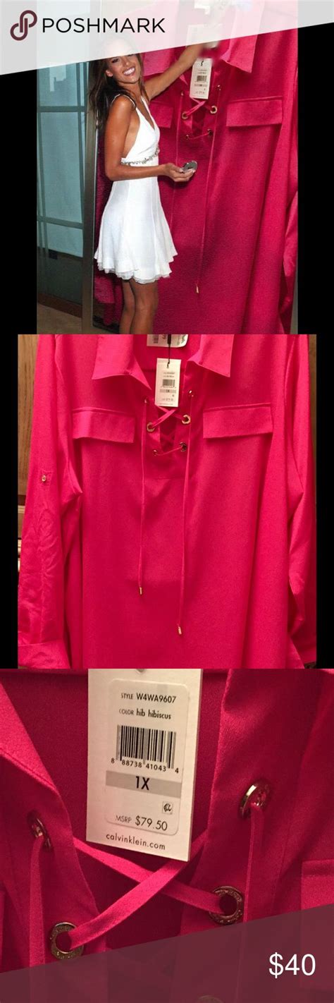 Ck Nwt Lace Up Tunic Plus Size X Fuchsia Flowy Tunic Beautiful Color