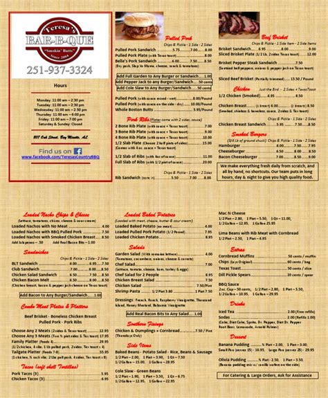 Teresa's BBQ Menu - Restaurant in Bay Minette | PDF | Salad | Western ...