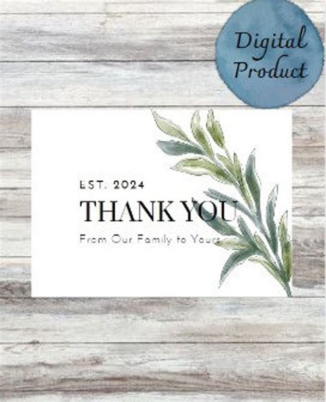 Editable Greenery Thank You Card Template Etsy