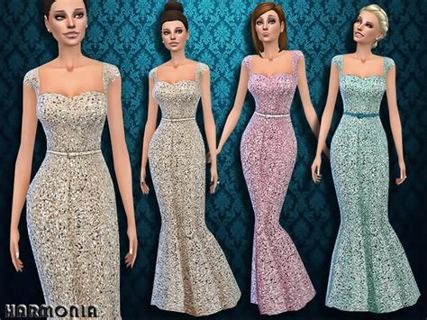 Intensely Embellished Gown By Harmonia Sims 4 Female Clothes