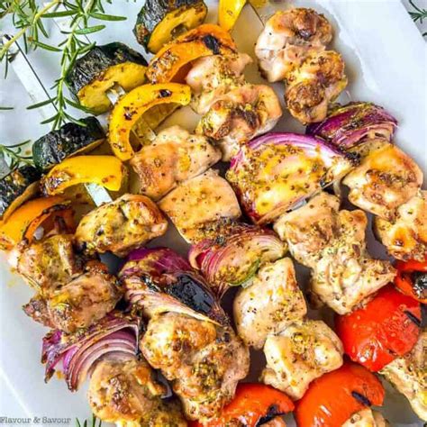 Grilled Rosemary Mustard Chicken Kabobs Flavour And Savour