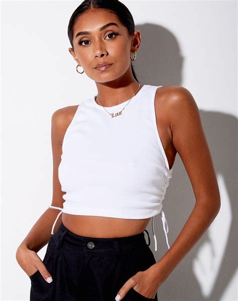 Raze Crop Top In Rib White White Crop Top Tank Crop Top Fashion Cute Casual Outfits