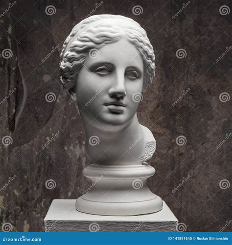 White Marble Head of Young Woman. Statue Art Sculpture of Stone Face ...