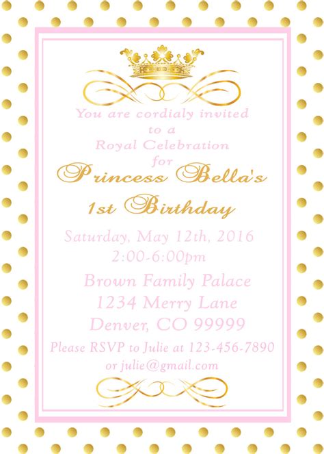 PRINCESS - PINK AND GOLD - PRINTABLE BIRTHDAY INVITATION - WITH MATCHI