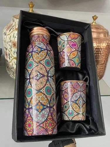 Meena Printed Copper Water Bottle Set Screw Cap At Rs Set In Moradabad