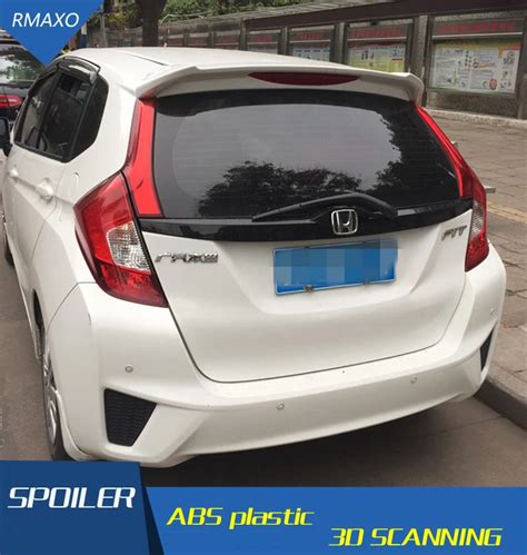 For Honda Fit Jazz Spoiler Abs Material Car Rear Wing Primer Color Rear