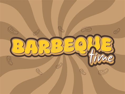 Editable Text Effect Barbeque Time With Line Art Meat Stock Vector