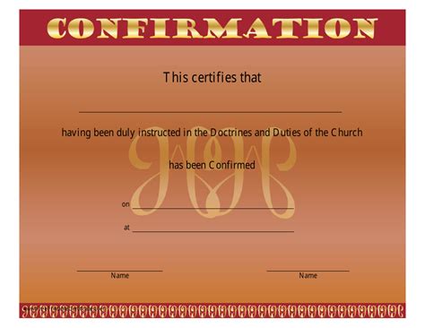 Doctrines And Duties Of The Church Confirmation Certificate Template