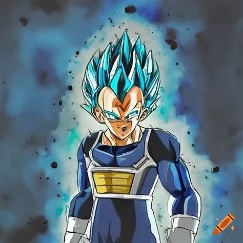 Watercolor Of Vegeta In Super Saiyan Blue Form On Craiyon