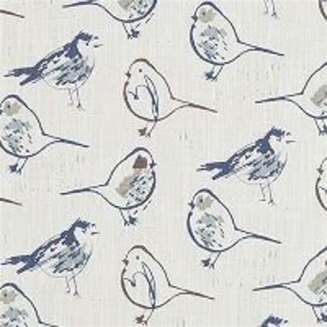 Curtain Panels Bird Toile Regal Blue Slub Canvas Etsy