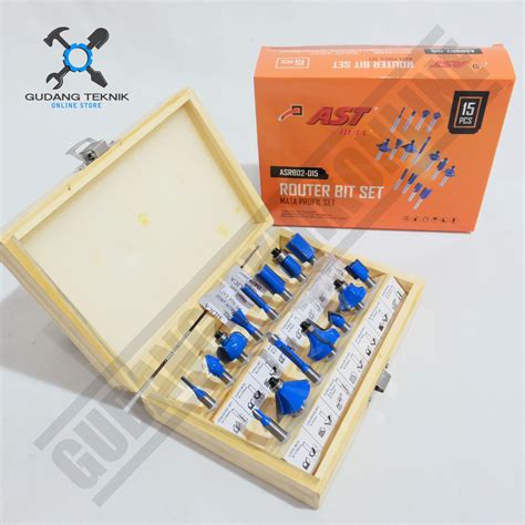 Jual AST ASRB02 015 Mata Profil Router Bit 1 Set 15pcs Mata Trimmer