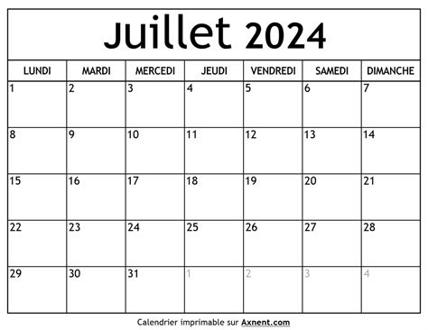 Calendrier 2024 25 en français Time Management Tools By Axnent