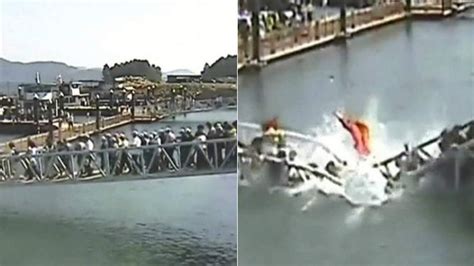 China: Tourist Bridge Collapse Caught On Camera | World News | Sky News