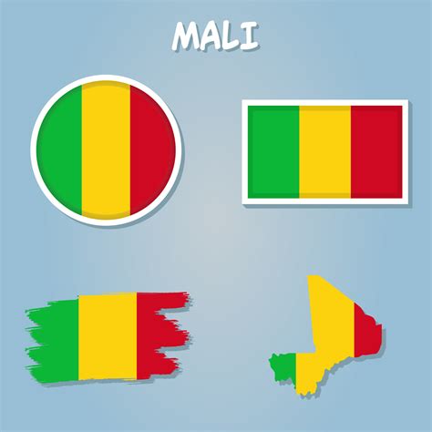 Mali National Flag Map Design, Illustration Of Mali Country Flag Inside ...