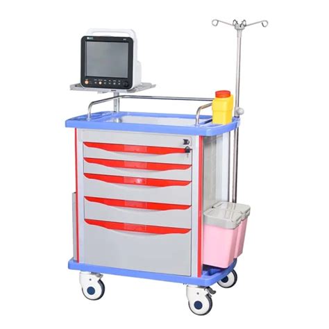 Mk P02 Mobile Plastic Medical Hospital Emergency Crash Cart With