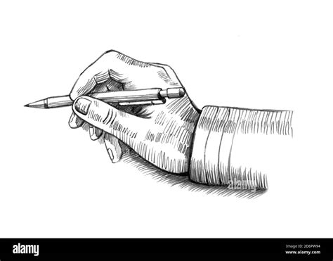 Sketch Illustration Of Hand Holding Pen Stock Photo Alamy