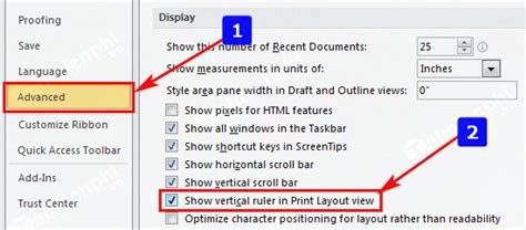 Cách hiển thị thanh Ruler Word 2010