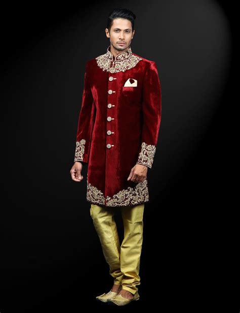 Velvet Maroon Sherwani For Groom Atelier Yuwaciaojp