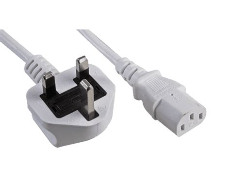 C13 Kettle Lead Power Cable Uk Plug 10a White Connectecuk