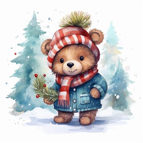 Premium AI Image There Is A Painting Of A Teddy Bear Wearing A Hat