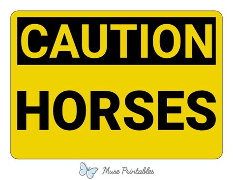 Printable Horses Caution Sign