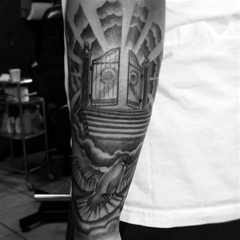 Gateway To Heaven Religious Tattoo Male Sleeves Elbow Tattoos, Forearm ...