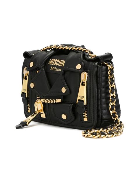 Moschino Leather Biker Crossbody Bag In Black Lyst