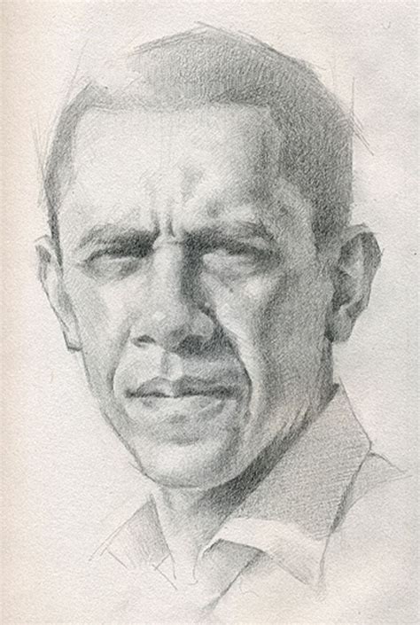 Barack Obama 44th President Of The United States Pencil Portrait