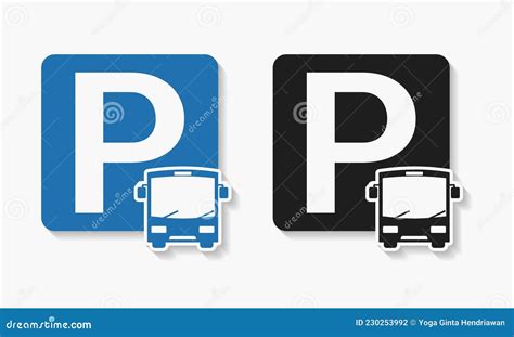 set  bus parking sign bus parking zone stock vector illustration