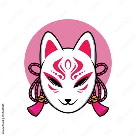 Kitsune Fox Mask Icon Traditional Japanese Symbol Simple Vector