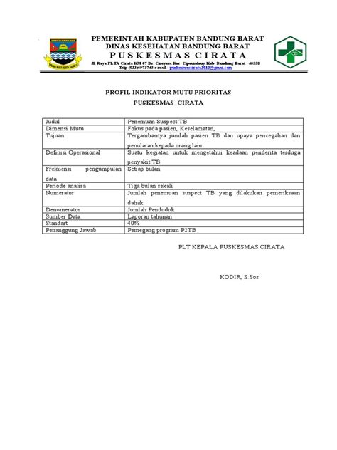 Profil Indikator Mutu Prioritas Puskesmas Cirata Pdf