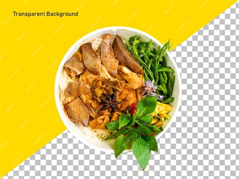 Premium PSD | Khmer Noodle with Braised Pork on transparent background