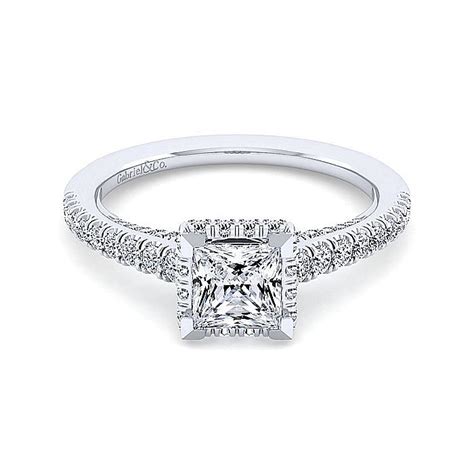 14k White Gold Hidden Halo Princess Cut Diamond Engagement Ring Er13824s4w44jj