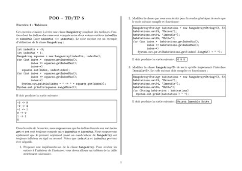 Java Poo Traveaux Diriges Poo Td Tp Exercice Tableaux Cet