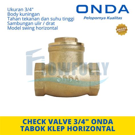 Jual Check Valve Kuningan Inch Onda Tabok Tusla Klep Shopee Indonesia