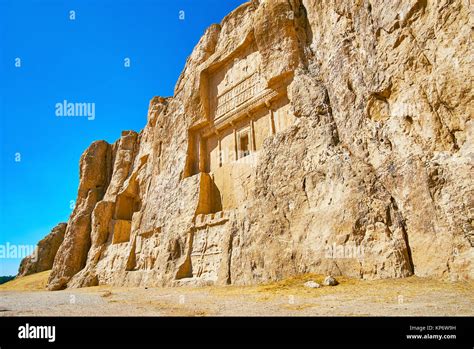 Hossein Mount in Naqsh-e Rustam Necropolis with ancient mausoleums and ...