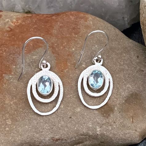 Oval Blue Topaz Earrings - GLE-Good Living Essentials