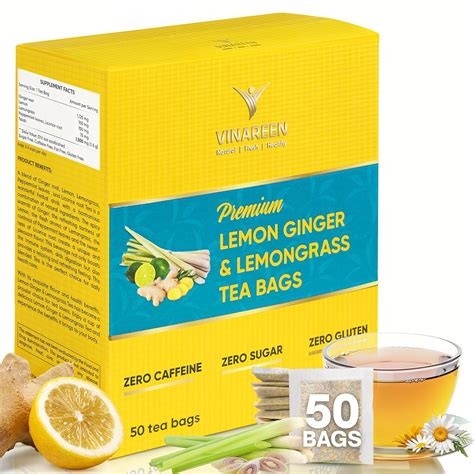 Amazon.com : VINAREEN Lemon Ginger Tea Bags, 50 Count – Natural Blend
