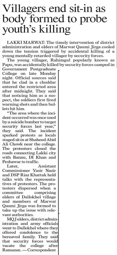 Dawn Epaper Feb Villagers End Sit In As Body Formed To